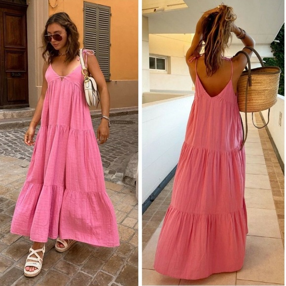 Zara Tiered Chiffon Midi Dress - Picture 5 of 16